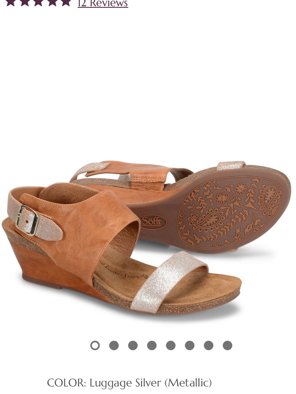 Sofft Luggage and Silver Metallic Wedge Sandal